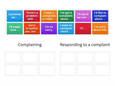 Complaining and responding to a complaint