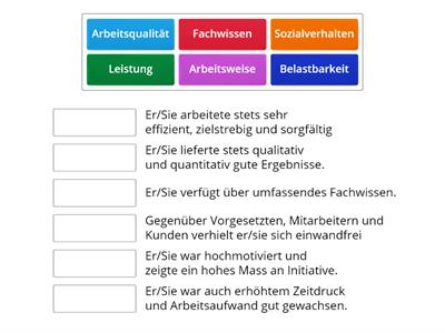 Arbeitszeugnis Kategorien