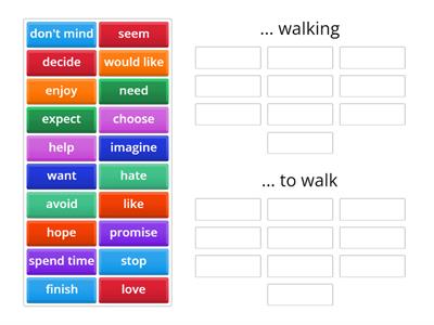 Walking or to walk? Verb patterns