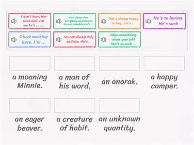 idioms, describing character