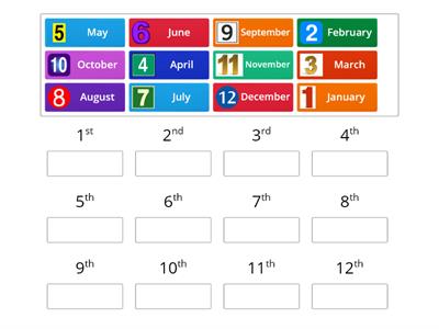 PE Months of the year in order