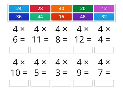 10 Questions - 4 Times Tables