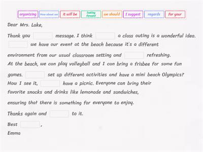 B1. Writing:  Class Party Email Exchange