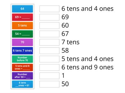   Place Value- 51 to 70
