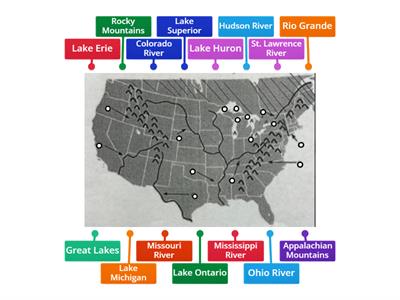 U.S. Map:  Rivers, Lakes, Mountains