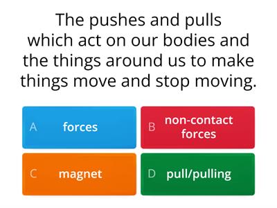 Forces & Magnets vocabulary Year 3  