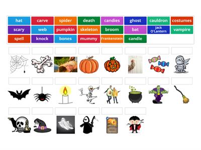 Halloween spiral vocabulary