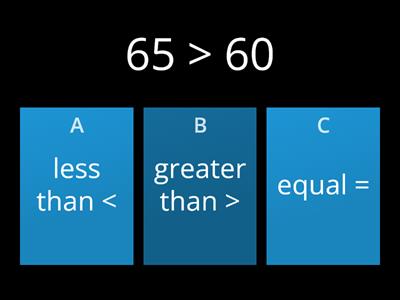 less than, greater than and equal 