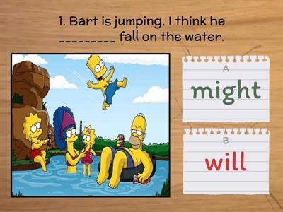 "The Simpsons Family". Complete the sentences using WILL or MIGHT.