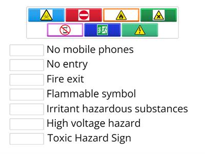 Match the hazards to signs