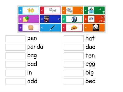 Basic Vocabulary -  short words + picture matching