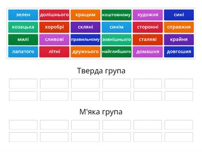 Тверда і м'яка групи прикметників