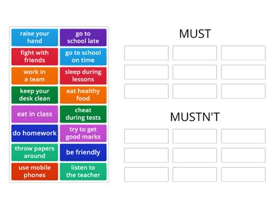 School Rules - You MUST/MUSTN'T...