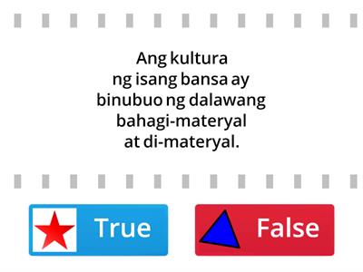 Panuto: Piliin ng bituin  ang bilang kung Tama at tatsulok kung Mali.