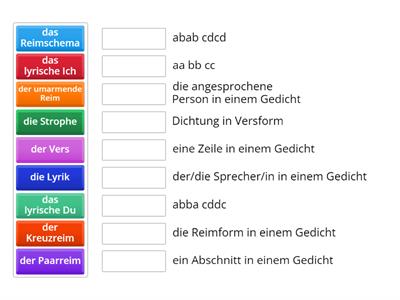 Fachwortschatz Gedichte (Lyrik)