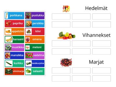 Yläkäsitteet (hedelmät, vihannekset, marjat)