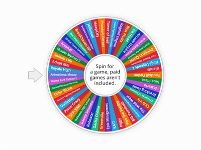 Roblox Category: Popular Random Game Wheel