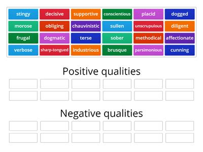 Describing people: positive and negative qualities