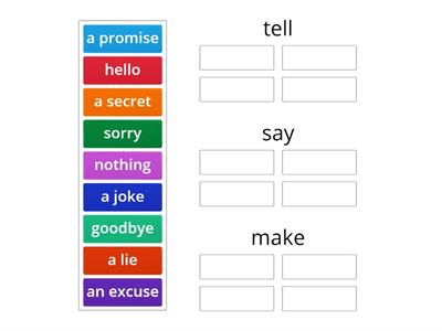 Collocations tell make say