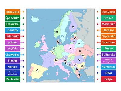 Státy Evropy - slepá mapa