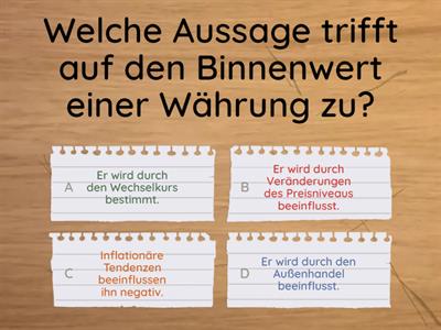 Währung und Wechselkurse - teste dein Wissen! Es können mehrere Aussagen richtig sein.