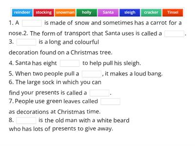 New Year and Christmas Vocabulary (Gap Fill)
