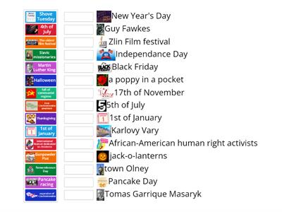 Holidays and festivals in UK, USA and Czech republic