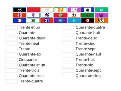 Les nombres  30-50 en français
