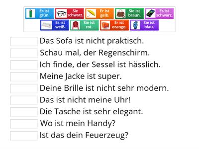 Farben und Gegenstände