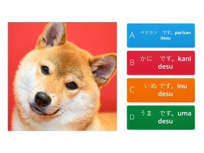 Quiz: Matching  hiragana and romaji setences to animal picture: Gomi Detective 