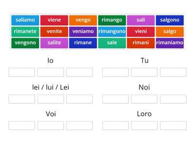 Venire / salire / rimanere