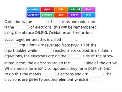 Oxidation, reduction and redox