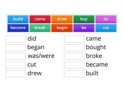 match irregular verbs (be-draw)