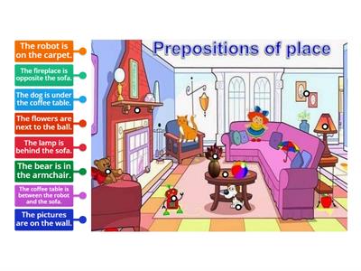 Prepositions of place: Label the picture