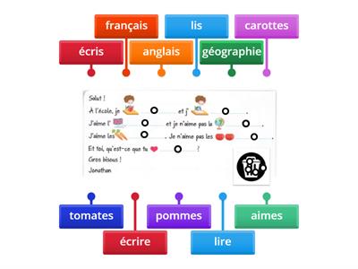 Production écrite 2 - Place les mots - Thème école