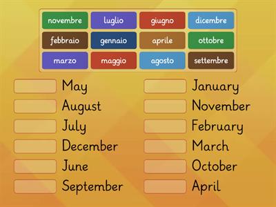 Collega i nomi dei mesi in lingua inglese 