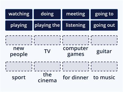 Words for unit: free time (Outcomes: Elementary)