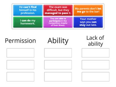 Unit 6.1 grammar input Prohibition permission ability lack of ability