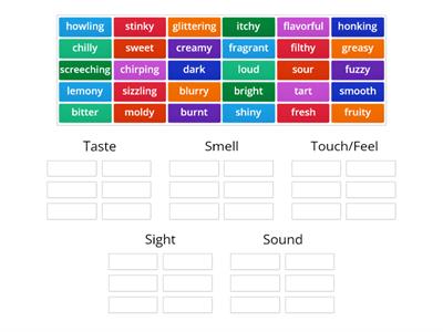 Personal Narratives: Sensory Words (Group Sort)