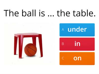 KB2 under/on/in/next to/behind/in front of/between