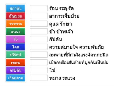 จับคู่ รู้คำศัพท์ ขัตติยพันธกรณี