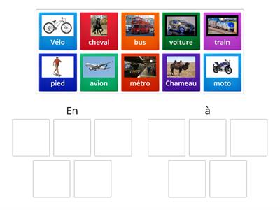 Prépositions pour les moyens de transport.