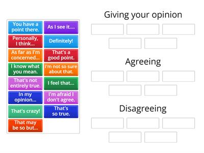 Giving your opinion, agreeing & disagreeing
