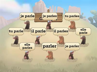 Conjugaison parler, singulier, frapper une taupe