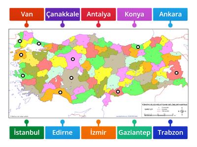 Türkiye Haritası-Önemli Şehirler