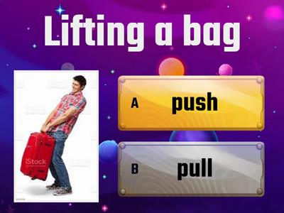 Choose 'push' or 'pull' for each activity.