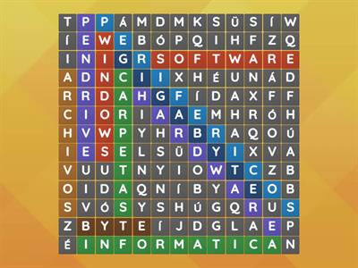 Identificar las 10 palabras de Informática escondidas en la sopa de letras