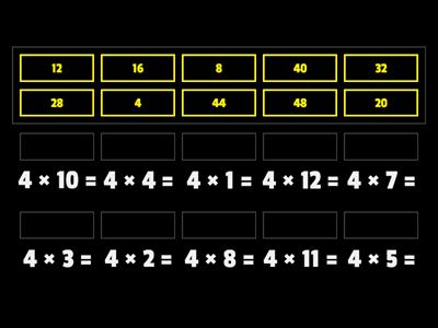 MATCH UP: 4 TIMES TABLES