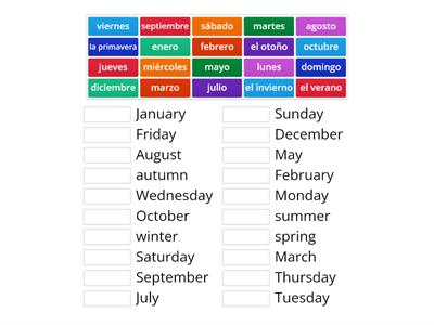 Days, months and seasons Spanish