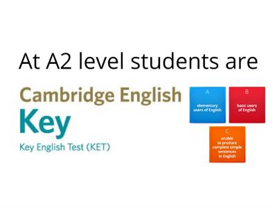 A2 KEY Can Do Statements for Speaking 